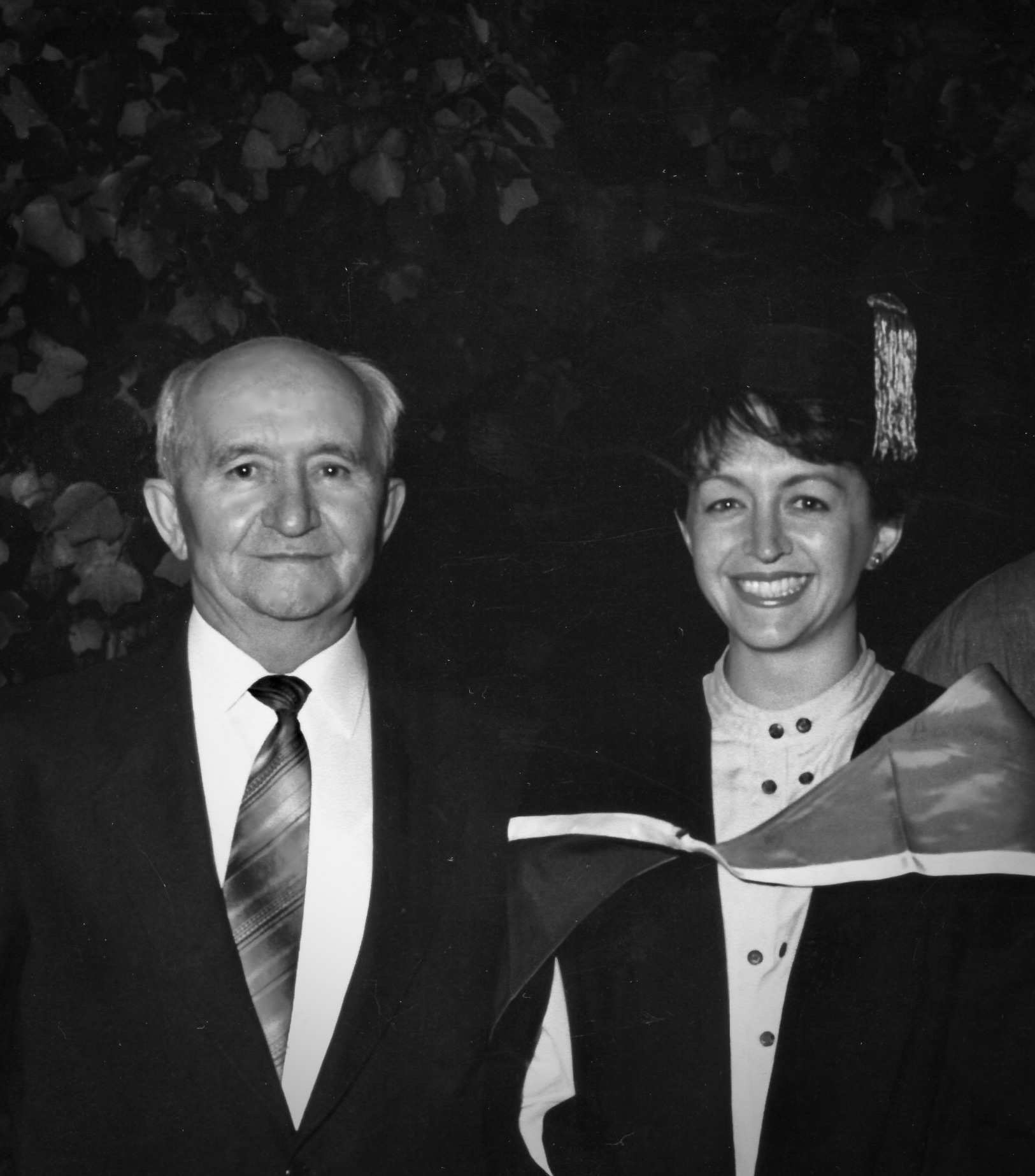 With my father Leonid (1919-2007) one of the kindest and most generous people I have ever met. Pictured together here after my Graduation Ceremony (a Postgraduate Degree in Educational Administration) The University of Melbourne (Carlton Campus) Australia. 14 March 1990. C.Pleteshner archival photograph.