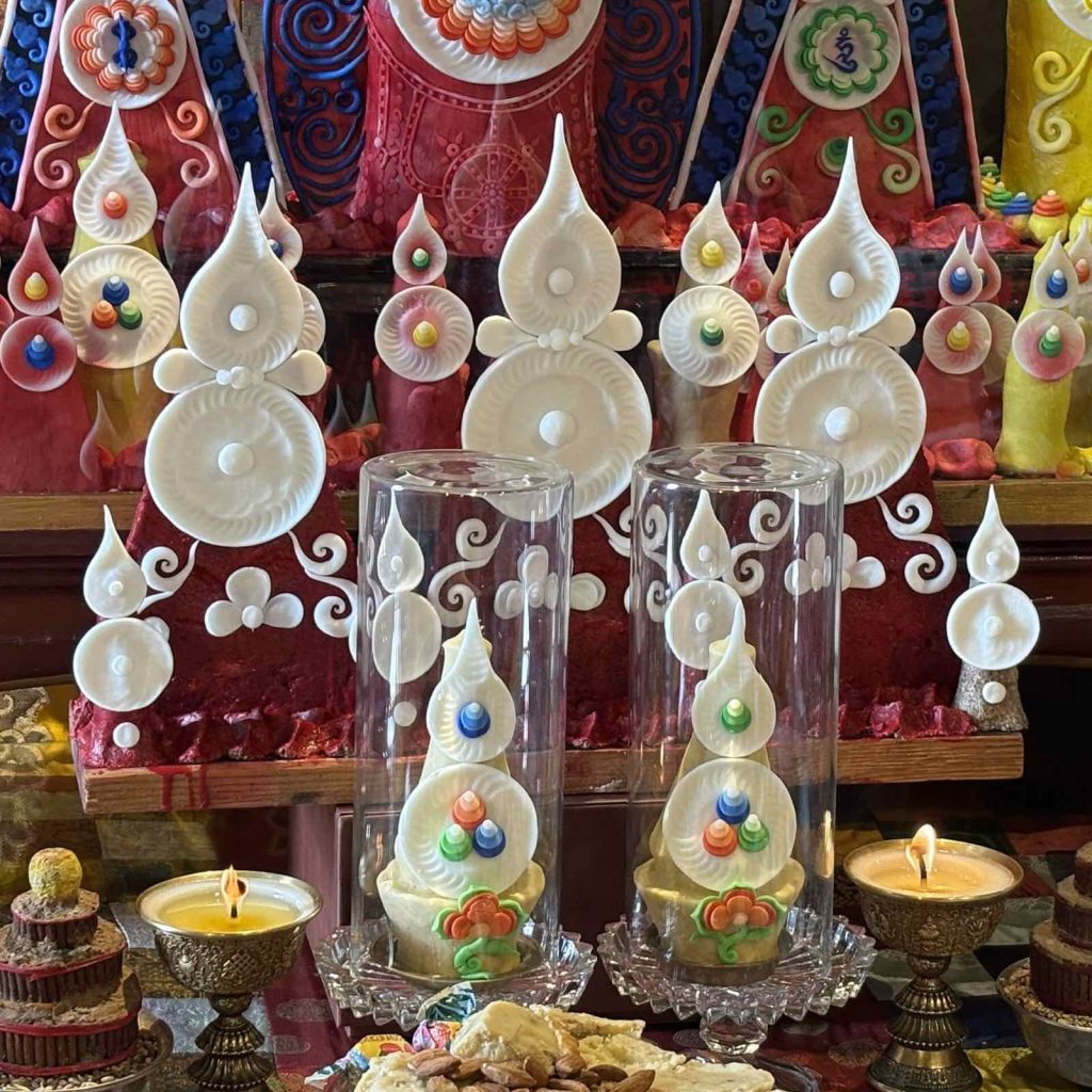 A section (detail) of the larger Lham Mam Tugan handmade balin offering-installation for the Fire Horse Year at Soyombot Oron in Delgertsoght Sum Mongolia. 7 March 2026. Photograph courtesy of Tsagaanshuhert Monhceceg. Reprinted on CPinMongolia.com with permission from The Zava Damdin Scripture and Sutra Institute of Mongolia.